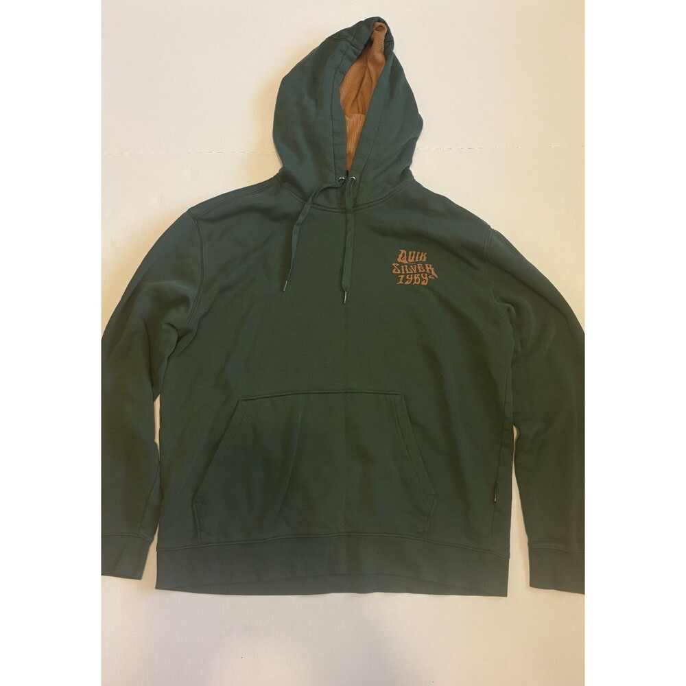 Quiksilver Green Men's XL Pullover Fleece Hoodie Graphic Logo Pockets